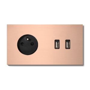 Basalte Socket - Afdekraam tweevoudig met USB - rosé