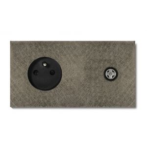 Basalte Socket - Afdekraam tweevoudig met CAI - fer forgé grey