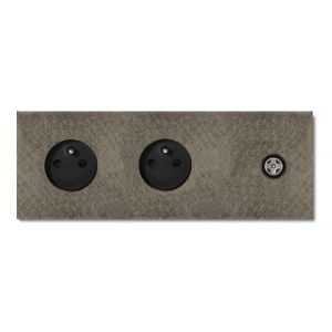 Basalte Socket - Afdekraam drievoudig met CAI - fer forgé grey