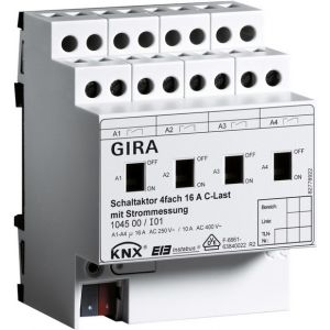 Gira KNX Schakelactor viervoudig 16 A met handbediening en stroommeting voor C-belastingen