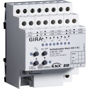 Gira KNX Rolluikactor viervoudig 230 V AC met handbediening