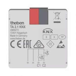 Theben TA 2.1 KNX Impulsdrukker interface 2 kanaals binaire in- en uitgang inbouw