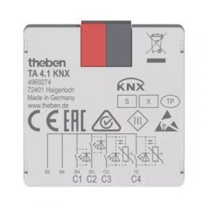 Theben TA 4.1 KNX Impulsdrukker interface 4 kanaals binaire in- en uitgang inbouw