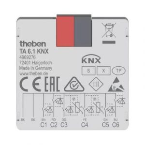 Theben TA 6.1 KNX Impulsdrukker interface 6 kanaals binaire in- en uitgang inbouw