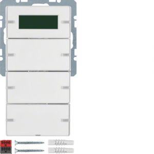 Hager Tastsensor 3-voudig te labelen met kamerthermostaat display polarwit soft finish Q.1/Q.3