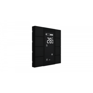 Interra iSwitch+ KNX Taster 8 voudig met lcd en luchtkwaliteitssensor zwart mat aluminium