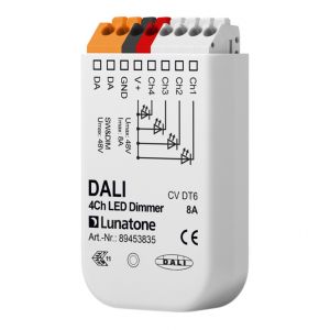 Lunatone  DALI 4 kanalen LED Dimmer 12-48VDC 8A