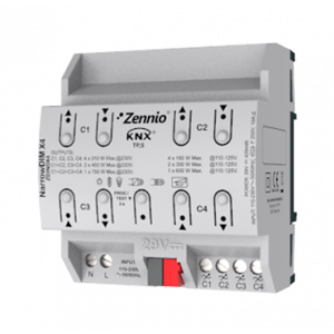 Zennio NarrowDIM X4 Universele dimactor (RLC, LED, CFL) 4 kanalen 210W