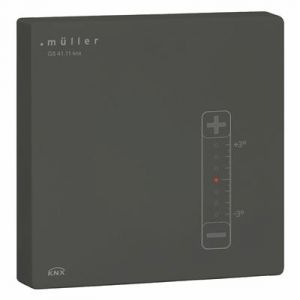 Hugo Müller KNX Ruimteklimaatregelaar 80,5mm met CO2-, temperatuur-, luchtkwaliteit-sensoren, setpoint en 5 ingangen zwart