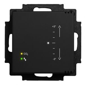 Hugo Müller KNX Ruimteklimaatregelaar 55mm met CO2-, temperatuur-, luchtkwaliteit-sensoren, setpoint en 5 ingangen zwart