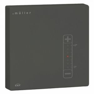Hugo Müller KNX Ruimteklimaatregelaar 80,5mm met CO2-, temperatuur-, luchtkwaliteit-sensoren en setpoint zwart