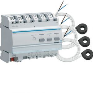 Hager KNX Energieverbruiksmeter 3 kanalen met drie stroomtrafo's EK028