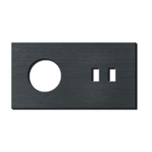Basalte Socket - Afdekraam tweevoudig met USB - brushed volcanic grey
