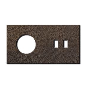 Basalte Socket - Afdekraam tweevoudig met USB - fer forgé bronze