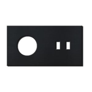 Basalte Socket - Afdekraam tweevoudig met USB - brushed black
