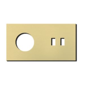 Basalte Socket - Afdekraam tweevoudig met USB - brushed brass