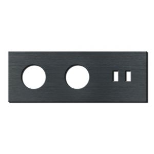 Basalte Socket - Afdekraam drievoudig met USB - brushed volcanic grey