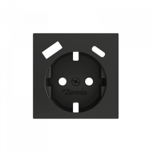 Zennio ZS55 WCD randaarde met USB-C+A afdekking zwart 55mm
